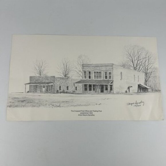 Wayne Spradley Set/2 Cropwell Baptist Church - Post Office Trading Post -Signed - Picture 3 of 16